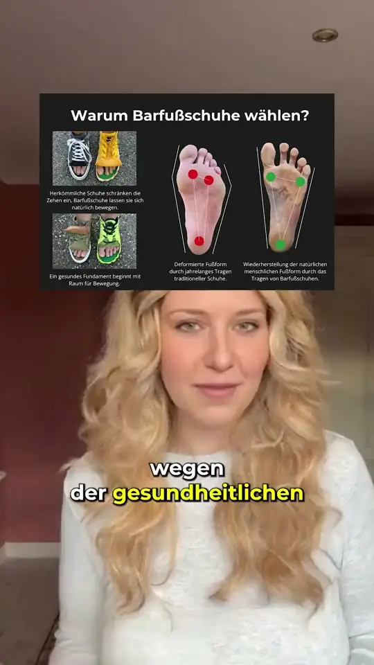 Barefoot shoe ad with a foot-health diagram beside the creator
