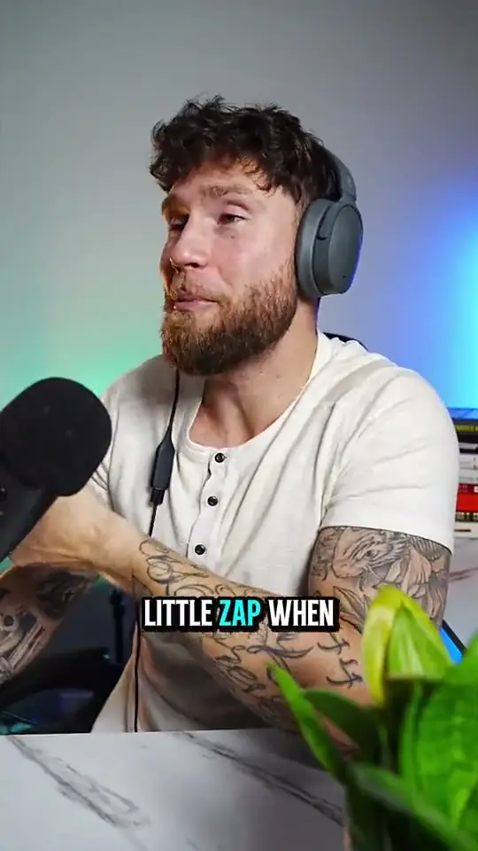 Podcast-style ad: a bearded man in headphones sharing a dentist's secret